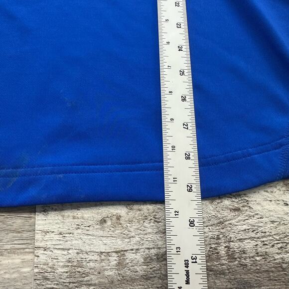 Nike Dri Fit Blue White Men Large 1/4 Zip Pullover Mini Swoosh Sporty Sweatshirt - Picture 6 of 10